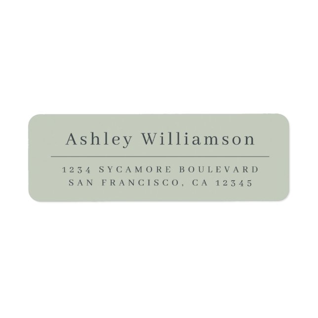 Elegant Minimal Pastel Green Return Address (Front)