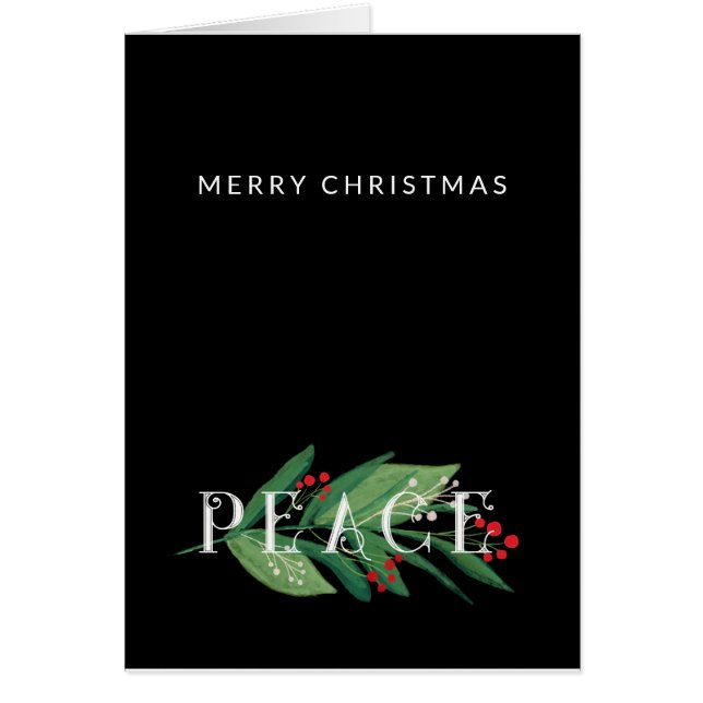 Elegant, Minimal PEACE, Merry Christmas Photo  (Front)