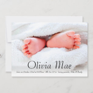 Elegant Minimal Photo Birth Annoucement Announcement
