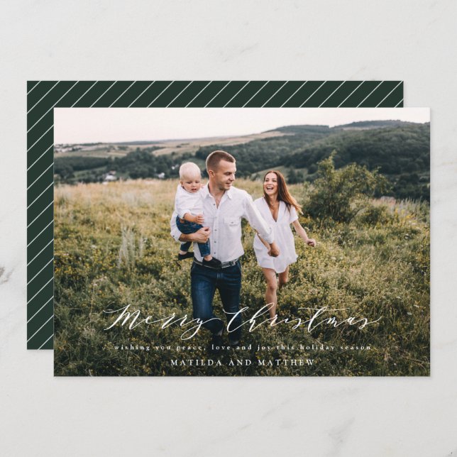 Elegant minimal photo Christmas script holiday (Front/Back)
