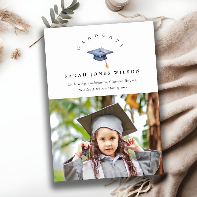 Elegant Minimal Photo Graduation Hat  Announcement (Creator Uploaded)