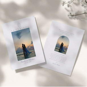 Elegant Minimal Photo Monogram Wedding Thank You Card