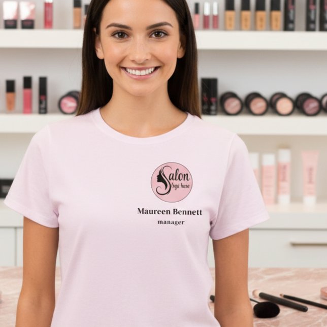 Elegant Minimal Pink Makeup Business Employee T-Shirt (Creator Uploaded)
