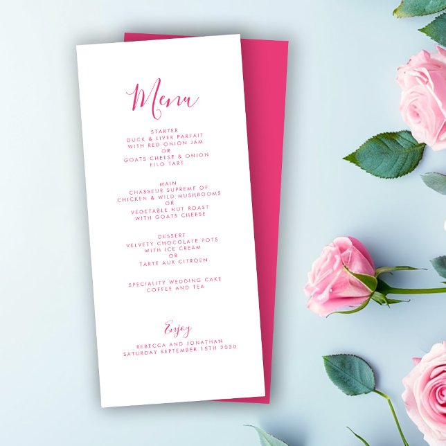 Elegant Minimal Pink Wedding Menu Card (Creator Uploaded)