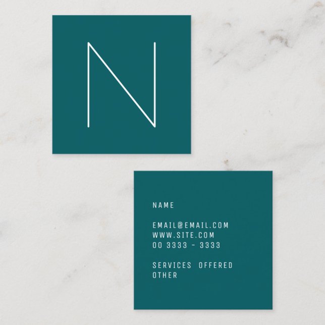 Elegant Minimal Plain Shaded Spruce Square Business Card (Front/Back)