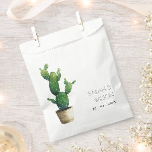 Elegant Minimal Potted Cactus Green Foliage Favour Bags