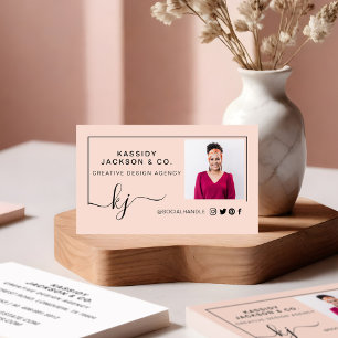 Elegant Minimal Professional Photo Script Monogram Business Card