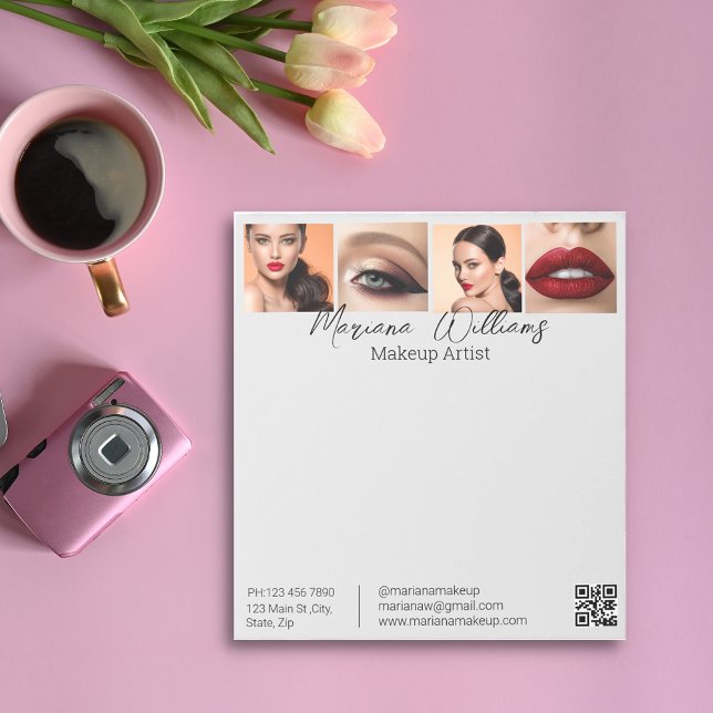 elegant minimal qr code 4 photos collage business notepad (Creator Uploaded)