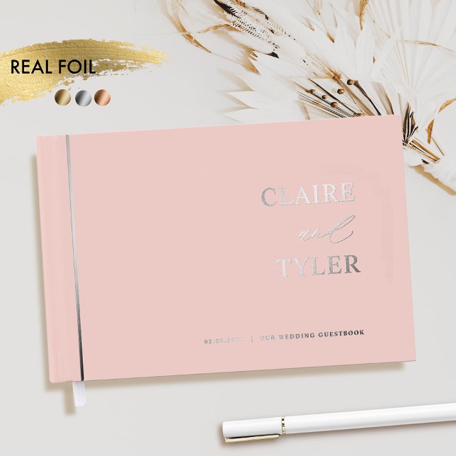 Elegant, Minimal Real Foil and Blush Pink Wedding Guest Book (Creator Uploaded)