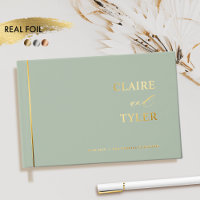 Elegant, Minimal Real Foil and Pale Green Wedding