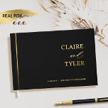 Elegant, Minimal Real Foil Black Wedding Guest Book<br><div class="desc">Elegant wedding guest book in a sleek, modern, and minimal design with smooth velvety black hardcover and real foil details in the foil colour of your choice. Foil in gold, silver, or rose gold. Design with the ability to add any text you like on the front, spine/side, and back. If...</div>