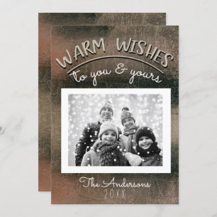 Elegant Minimal Rose Gold Black Christmas Photo Invitation