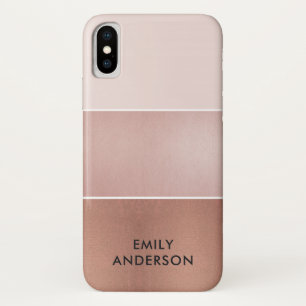 ELEGANT MINIMAL ROSE GOLD BLUSH PINK COPPER STRIPS Case-Mate iPhone CASE