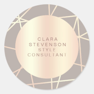 Elegant minimal rose gold geometric  classic round sticker