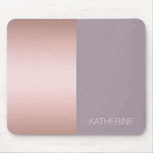 Elegant & minimal rose gold & purple colour block mouse pad