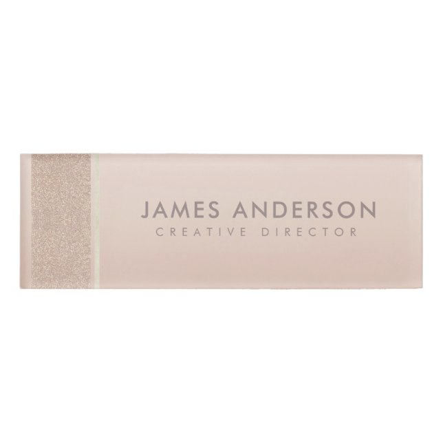 ELEGANT MINIMAL ROSE GOLD SHIMMER PERSONALIZED NAME TAG (Front)