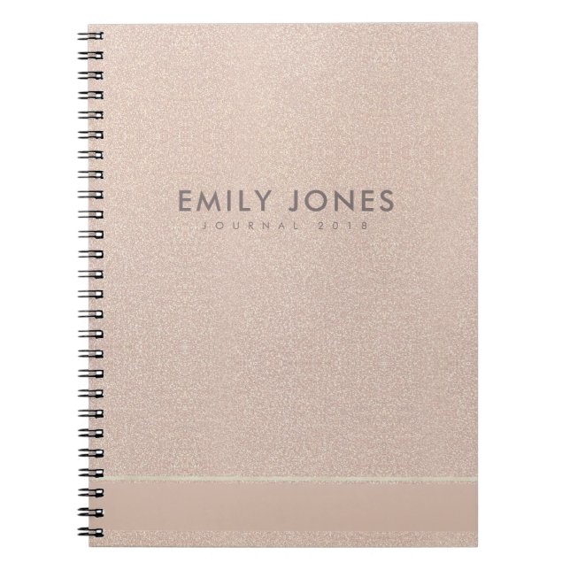 ELEGANT MINIMAL ROSE GOLD SHIMMER PERSONALIZED NOTEBOOK (Front)
