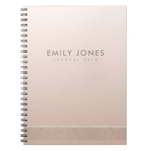 ELEGANT MINIMAL ROSE GOLD SHIMMER PERSONALIZED SPIRAL NOTEBOOK