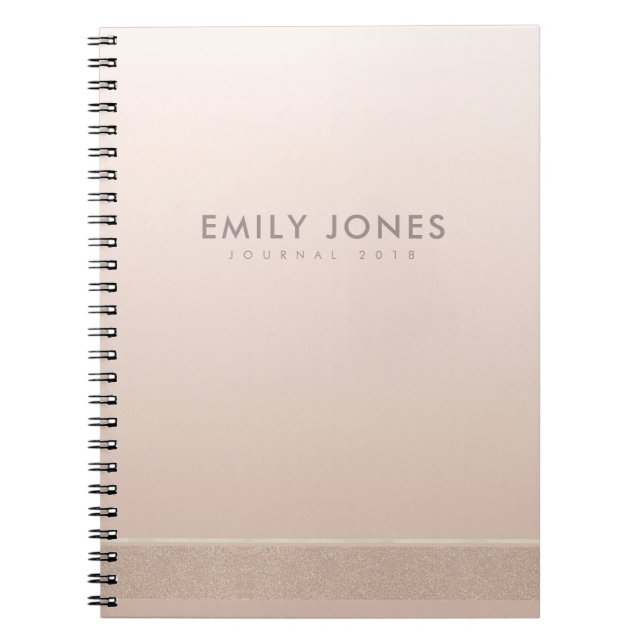 ELEGANT MINIMAL ROSE GOLD SHIMMER PERSONALIZED SPIRAL NOTEBOOK (Front)