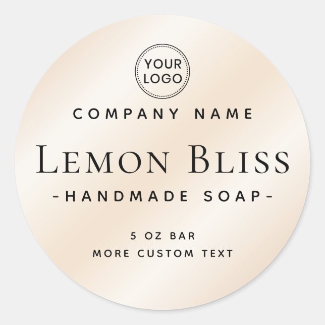 Elegant minimal round light ivory product label (Front)