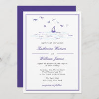 Elegant Minimal Sailboat Print Yacht Club Wedding