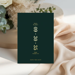 Elegant Minimal Save the Date Emerald Green