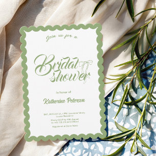 Elegant Minimal Scalloped Bridal Shower Invitation