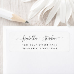 Elegant Minimal Script Black White Return Address