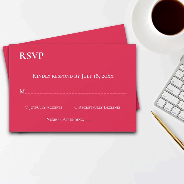 Elegant Minimal Script Magenta Modern Chic Wedding RSVP Card (Creator Uploaded)