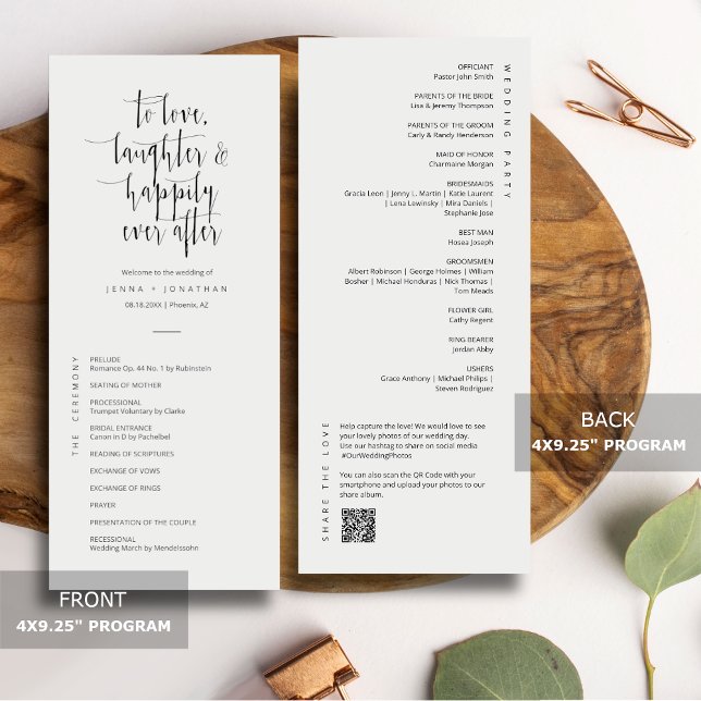 Elegant Minimal Script QR Code Wedding Flat Programme (Creator Uploaded)