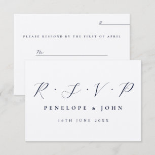 Elegant Minimal Script Serif Name Date Wedding RSVP Card