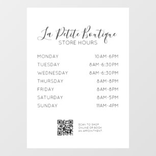 Elegant Minimal Script Store Hours QR code