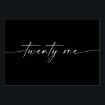 Elegant Minimal Script Table Cards Number 21<br><div class="desc">This table number design features an elegant minimal script font. Click the "Click to customise further" button to edit the script wording's colour and the background colour. See the entire collection for more matching items!</div>