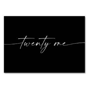 Elegant Minimal Script Table Cards Number 21