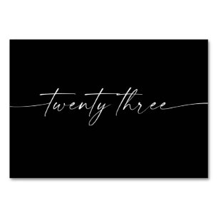 Elegant Minimal Script Table Cards Number 23