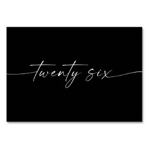 Elegant Minimal Script Table Cards Number 26