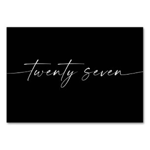 Elegant Minimal Script Table Cards Number 27