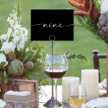 Elegant Minimal Script Table Cards Numbers Nine<br><div class="desc">This table number design features an elegant minimal script font. Click the "Click to customise further" button to edit the script wording's colour and the background colour. See the entire collection for more matching items!</div>