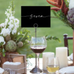 Elegant Minimal Script Table Cards Numbers Seven<br><div class="desc">This table number design features an elegant minimal script font. Click the "Click to customise further" button to edit the script wording's colour and the background colour. See the entire collection for more matching items!</div>