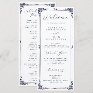 Elegant Minimal Script Typography Border Wedding Programme