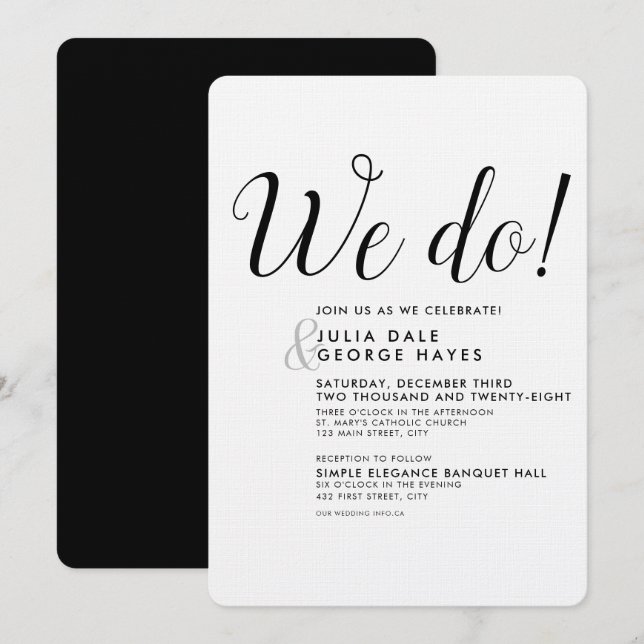 Elegant Minimal Script WE DO Wedding I Invitation (Front/Back)