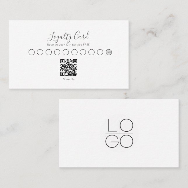 ELEGANT MINIMAL SCRIPT YOUR QR CODE LOYALTY CARD (Front/Back)