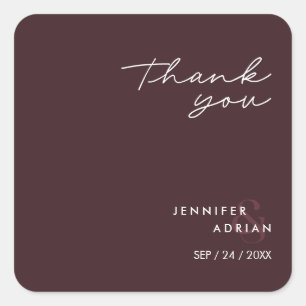 Elegant Minimal Seal brown Modern Wedding Square