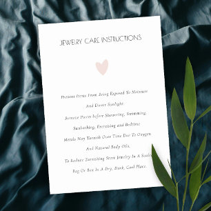Elegant Minimal Simple Blush Heart Jewellery Care Business Card