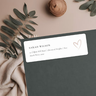 Elegant Minimal Simple Blush Pink Heart Address