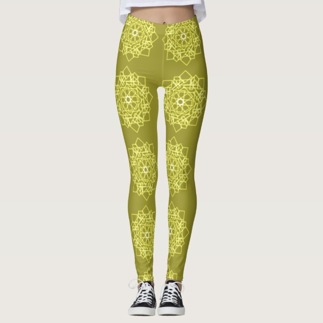 Elegant Minimal Simple Geometric Gradient Gold Leggings (Front)