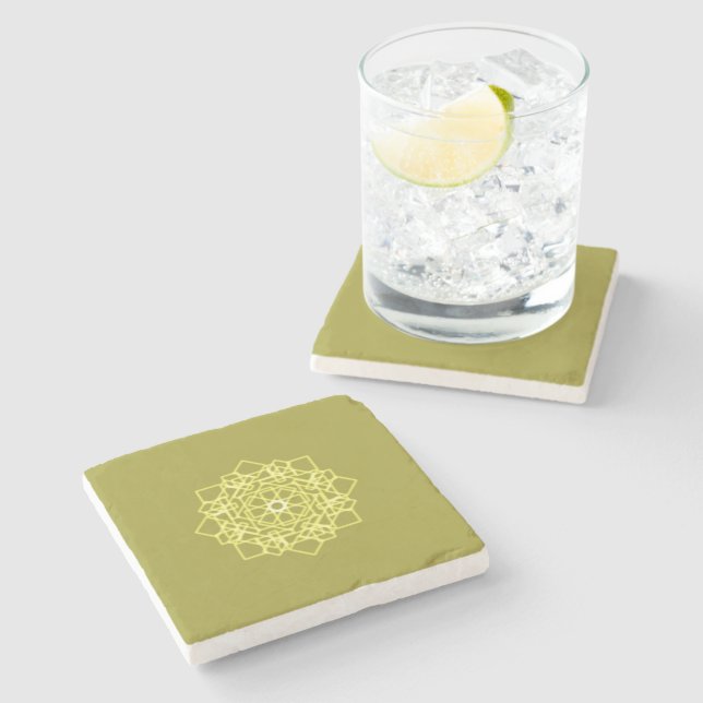 Elegant Minimal Simple Geometric Gradient Gold Stone Coaster (Side)