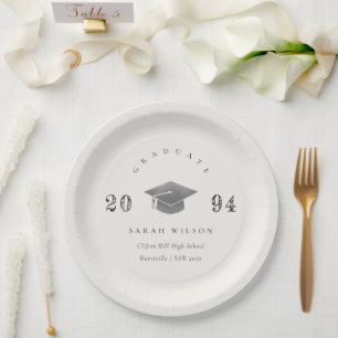 Elegant Minimal Simple Graduation Silver Foil Paper Plate