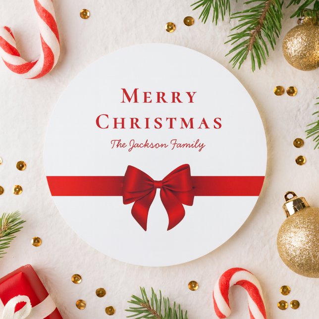 Elegant Minimal Simple Modern Typography Christmas Classic Round Sticker (Creator Uploaded)