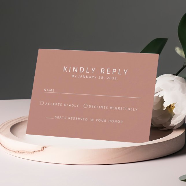 Elegant minimal simple old rose mix match wedding RSVP card (Creator Uploaded)